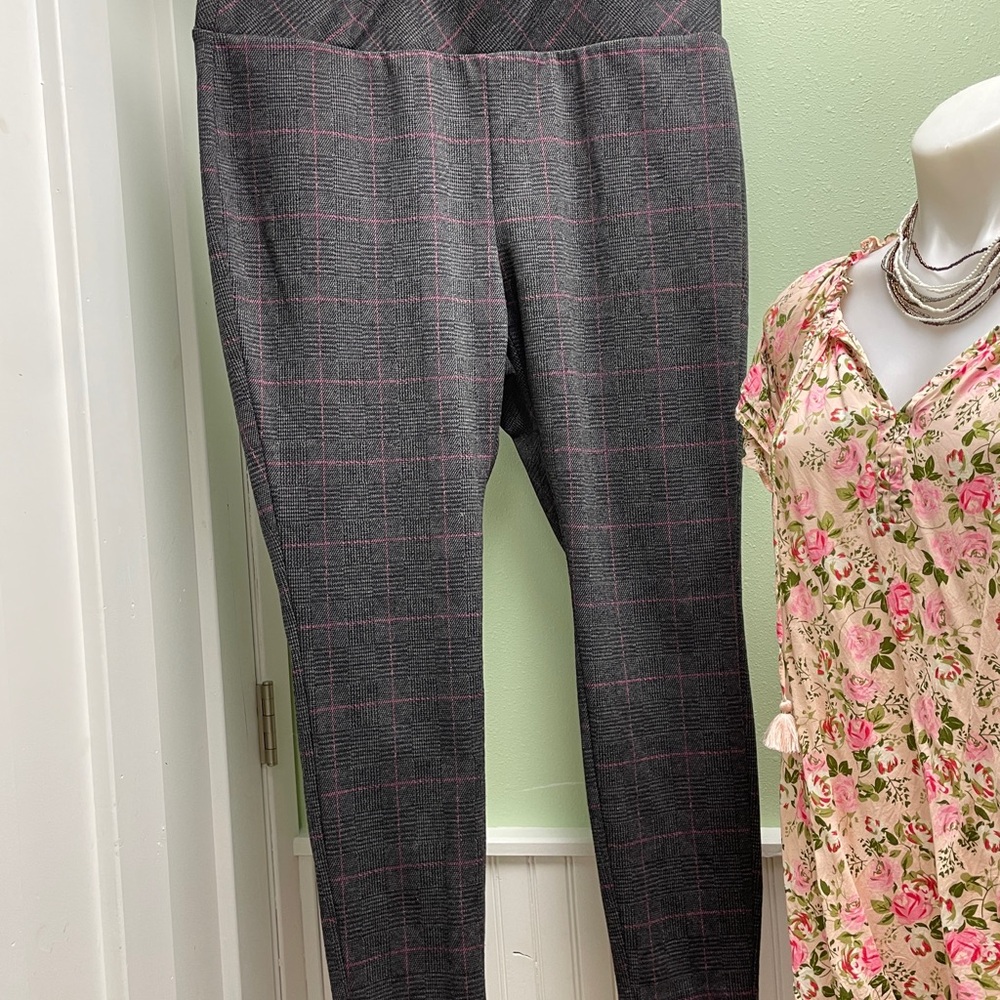 TORRID Pink Grey Plaid Pants Skinny Leggings Whimsigoth Pastel Goth